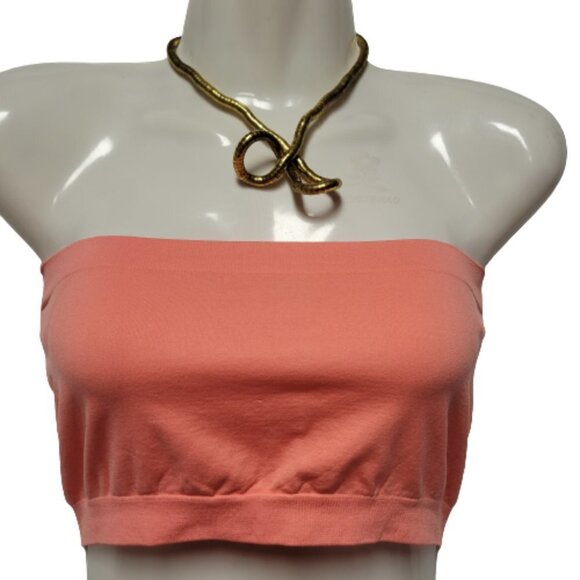 CORAL Crop Top Stretchy Ribbed Bandeau Tube Top - One Size- NEW - Picture 3 of 8